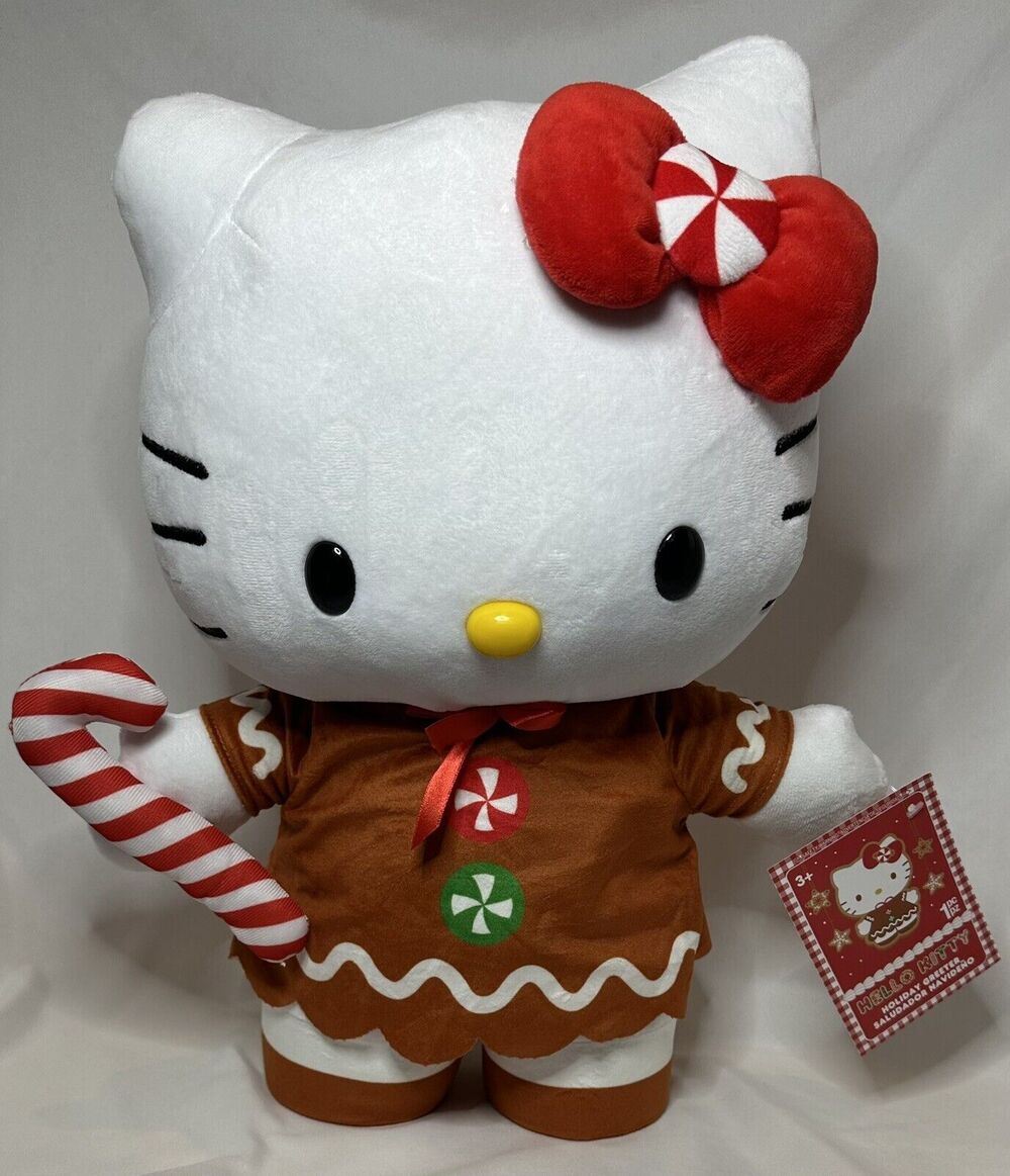 New Hello Kitty Gingerbread Christmas Greeter 17.5” New Release! Standing Plush